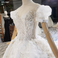 Jancember HTL1597 Elegant Lace Applique Flower Beading Bridal Gowns Wedding Dresses